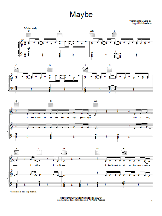 Ingrid Michaelson Maybe Sheet Music Notes & Chords for Ukulele with strumming patterns - Download or Print PDF