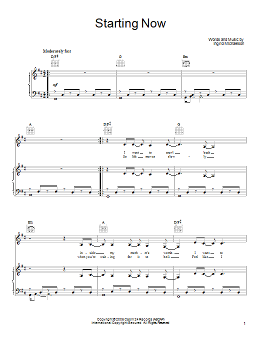 Ingrid Michaelson Starting Now Sheet Music Notes & Chords for Ukulele with strumming patterns - Download or Print PDF