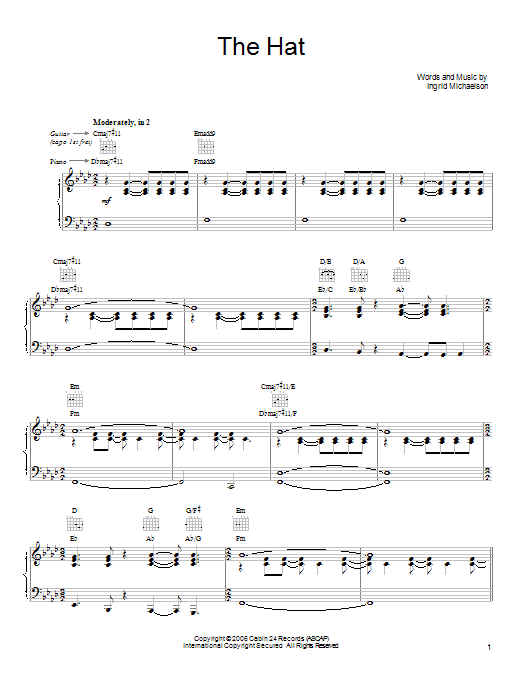Ingrid Michaelson The Hat Sheet Music Notes & Chords for Ukulele with strumming patterns - Download or Print PDF
