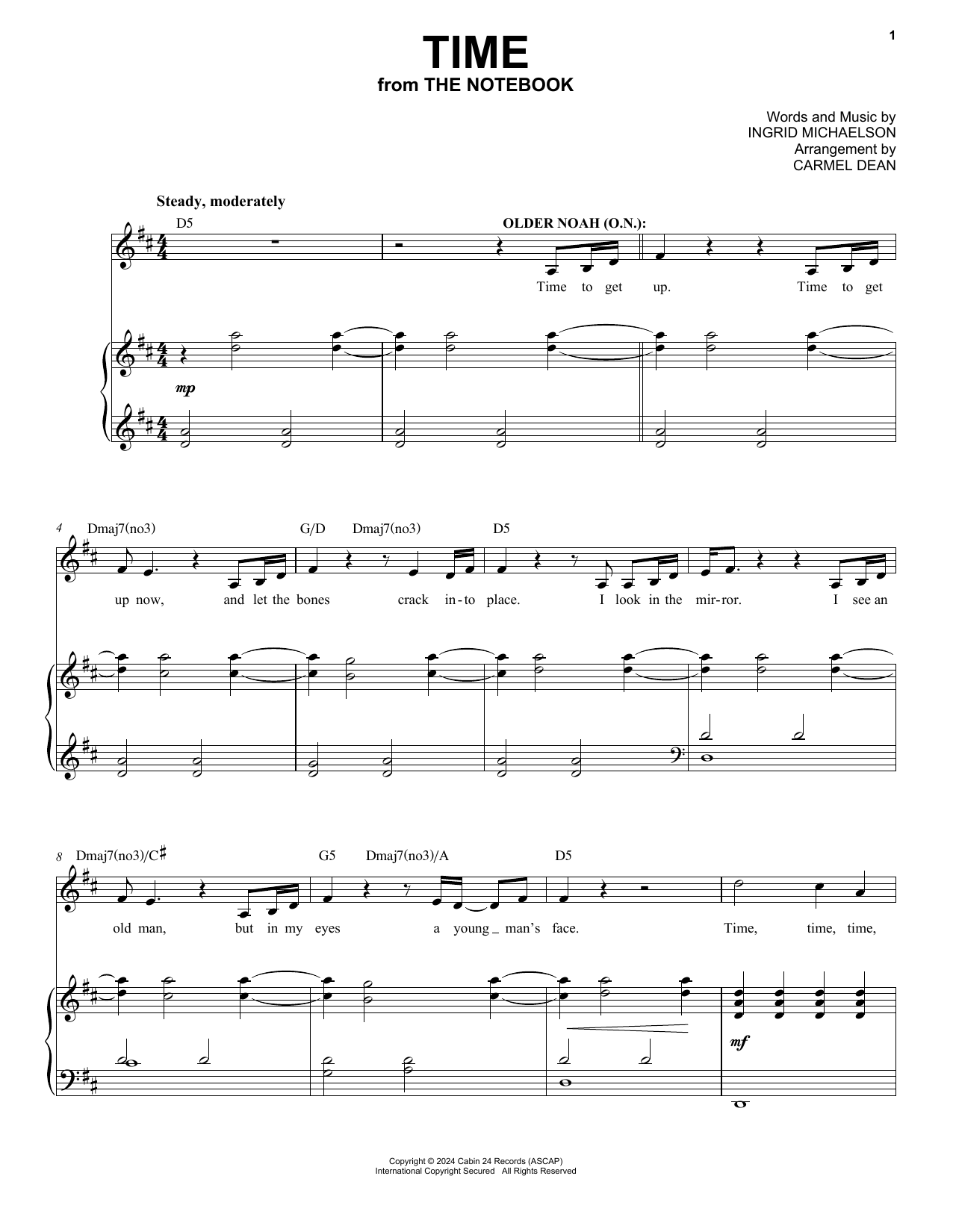 Ingrid Michaelson Time (from The Notebook) Sheet Music Notes & Chords for Piano & Vocal - Download or Print PDF