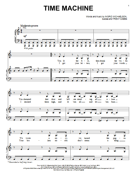Ingrid Michaelson Time Machine Sheet Music Notes & Chords for Piano, Vocal & Guitar (Right-Hand Melody) - Download or Print PDF