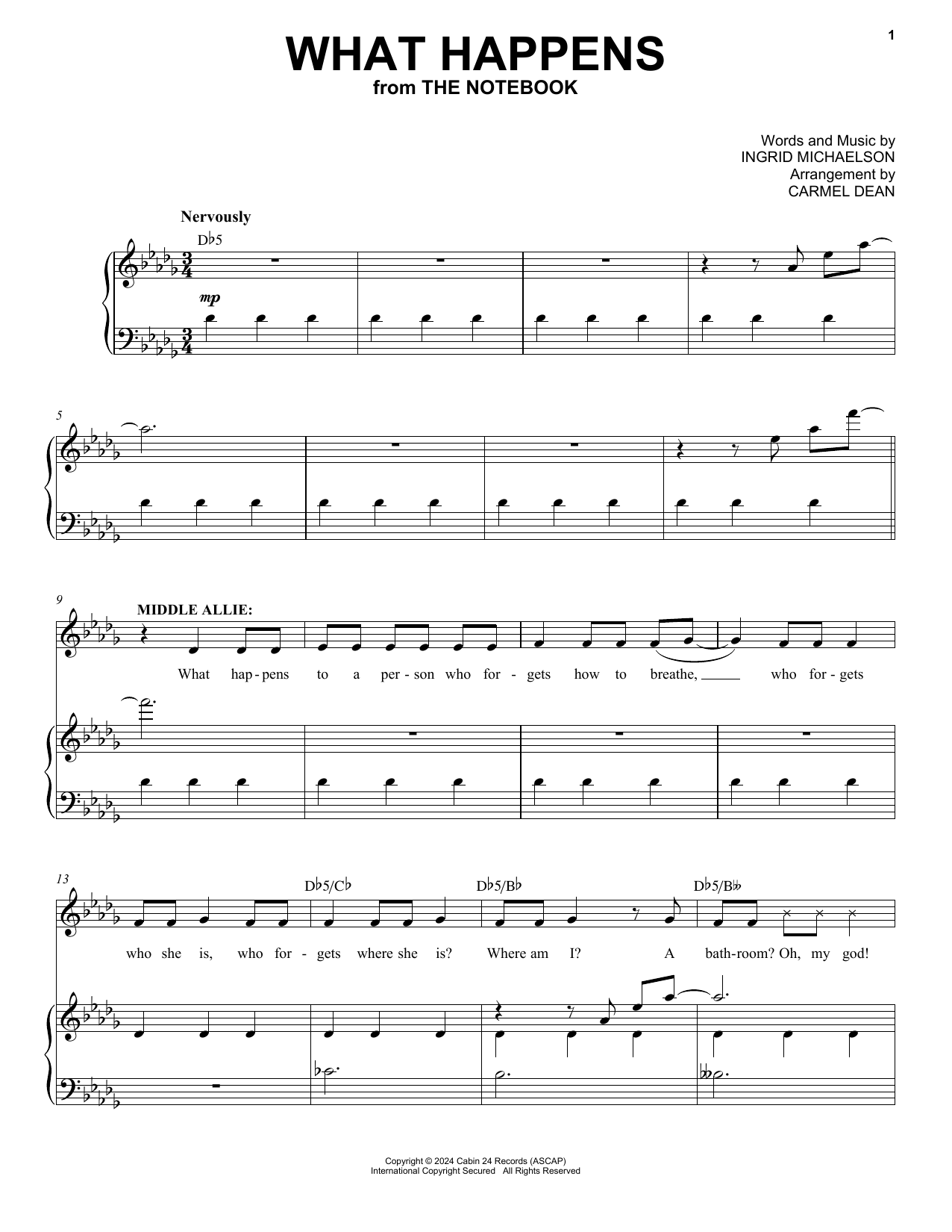 Ingrid Michaelson What Happens (from The Notebook) Sheet Music Notes & Chords for Piano & Vocal - Download or Print PDF