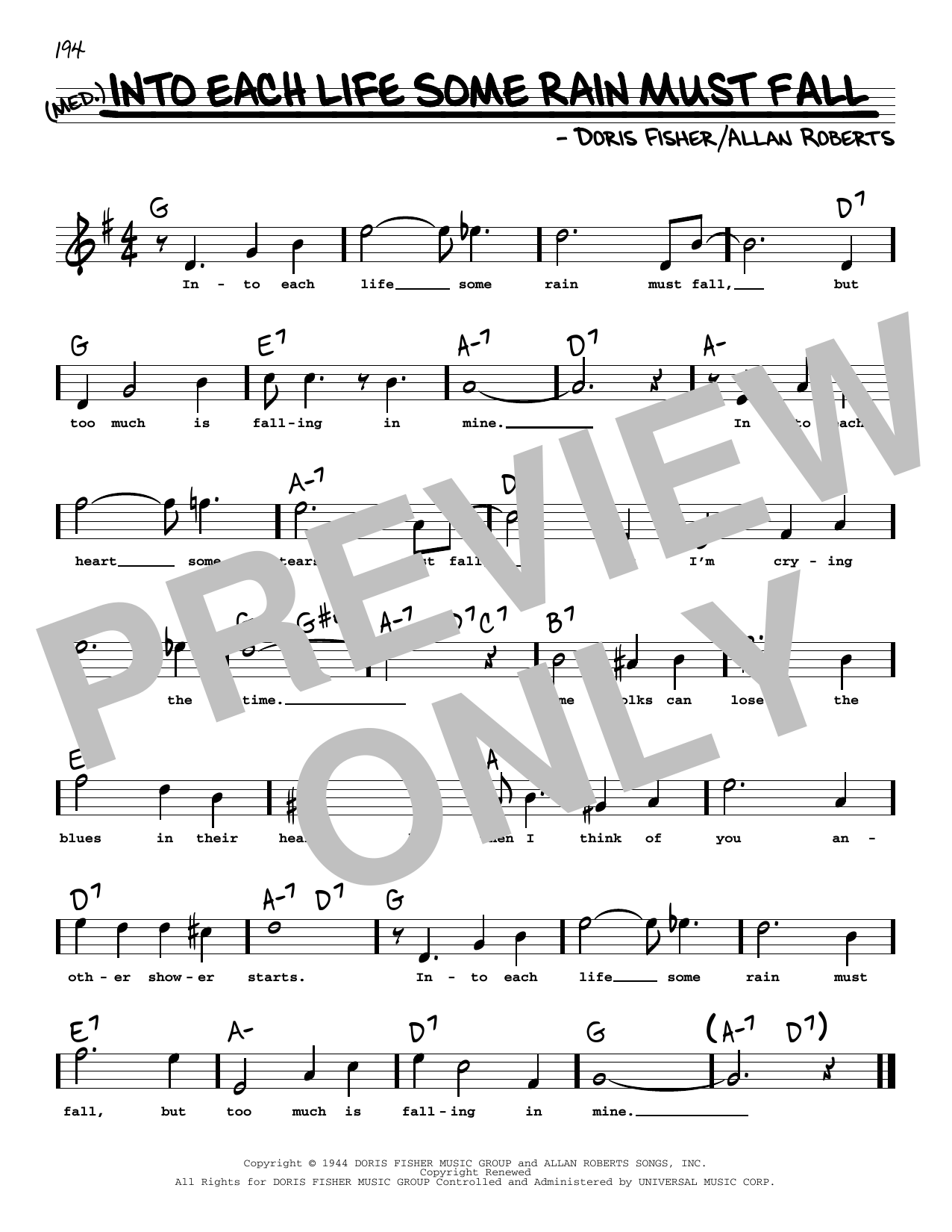 Ink Spots & Ella Fitzgerald Into Each Life Some Rain Must Fall (High Voice) Sheet Music Notes & Chords for Real Book – Melody, Lyrics & Chords - Download or Print PDF