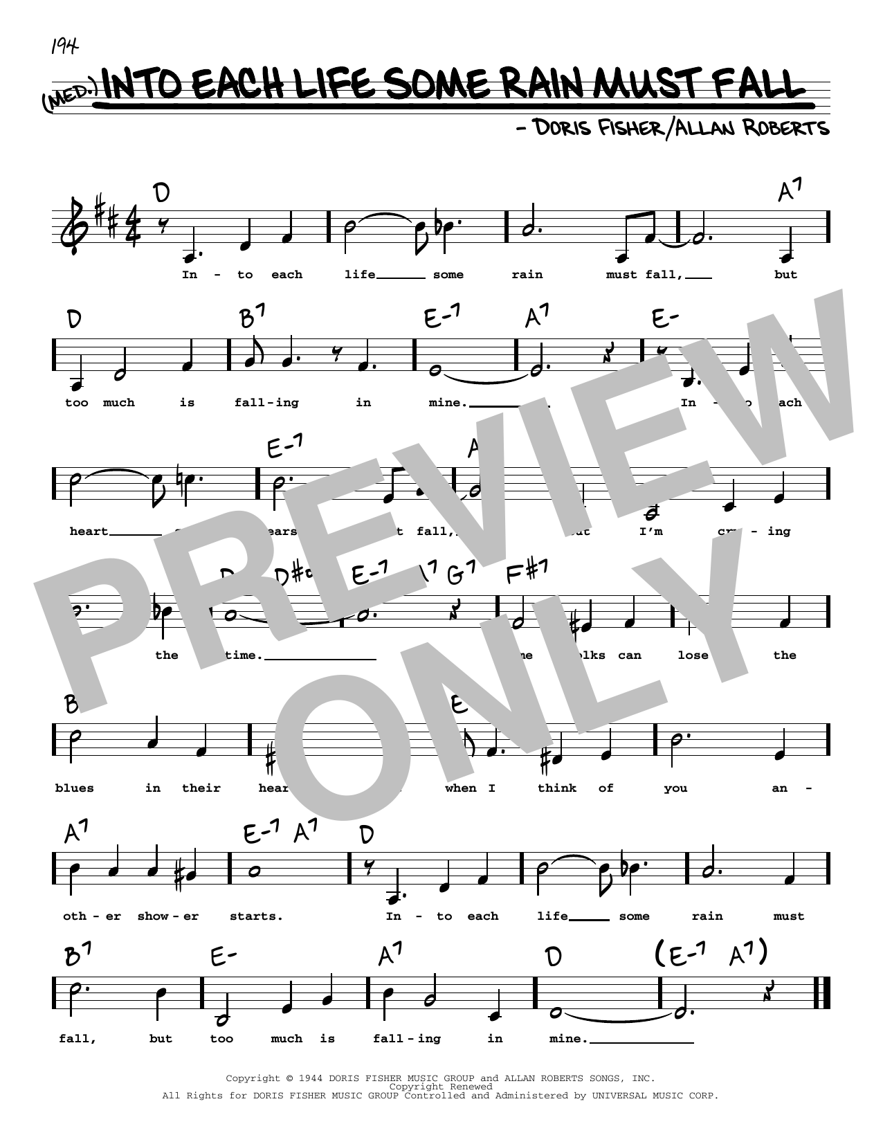 Ink Spots & Ella Fitzgerald Into Each Life Some Rain Must Fall (Low Voice) Sheet Music Notes & Chords for Real Book – Melody, Lyrics & Chords - Download or Print PDF