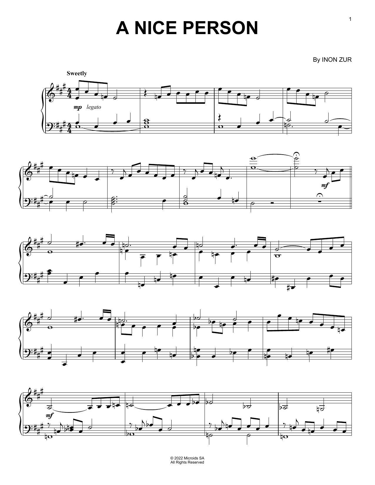 Inon Zur A Nice Person (from Syberia: The World Before) Sheet Music Notes & Chords for Piano Solo - Download or Print PDF