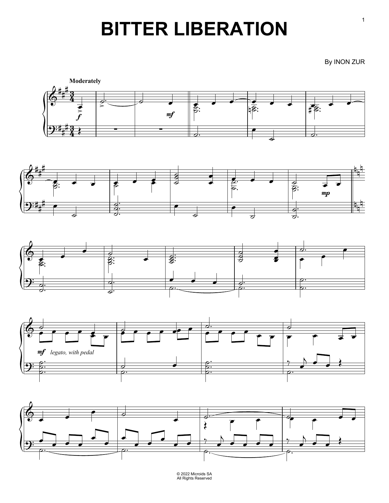 Inon Zur Bitter Liberation (from Syberia: The World Before) Sheet Music Notes & Chords for Piano Solo - Download or Print PDF