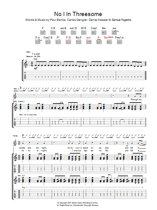 Interpol No I In Threesome Sheet Music Notes & Chords for Guitar Tab - Download or Print PDF