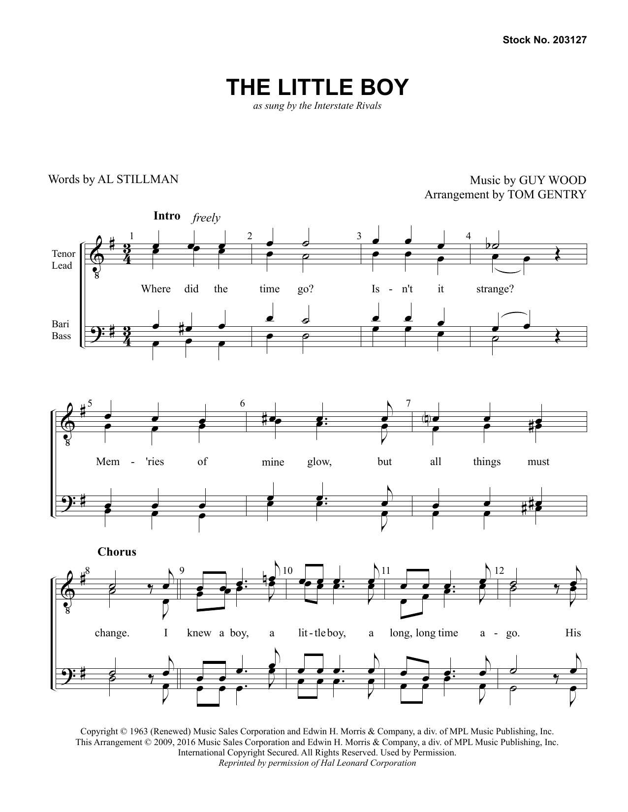 Interstate Rivals The Little Boy (arr. Tom Gentry) Sheet Music Notes & Chords for TTBB Choir - Download or Print PDF