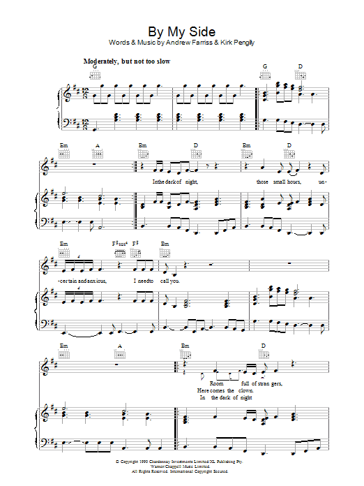 INXS By My Side Sheet Music Notes & Chords for Piano, Vocal & Guitar (Right-Hand Melody) - Download or Print PDF