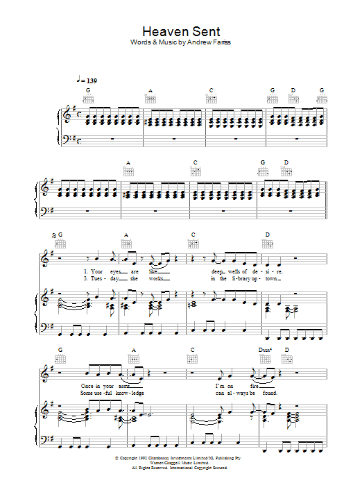 INXS Heaven Sent Sheet Music Notes & Chords for Piano, Vocal & Guitar (Right-Hand Melody) - Download or Print PDF