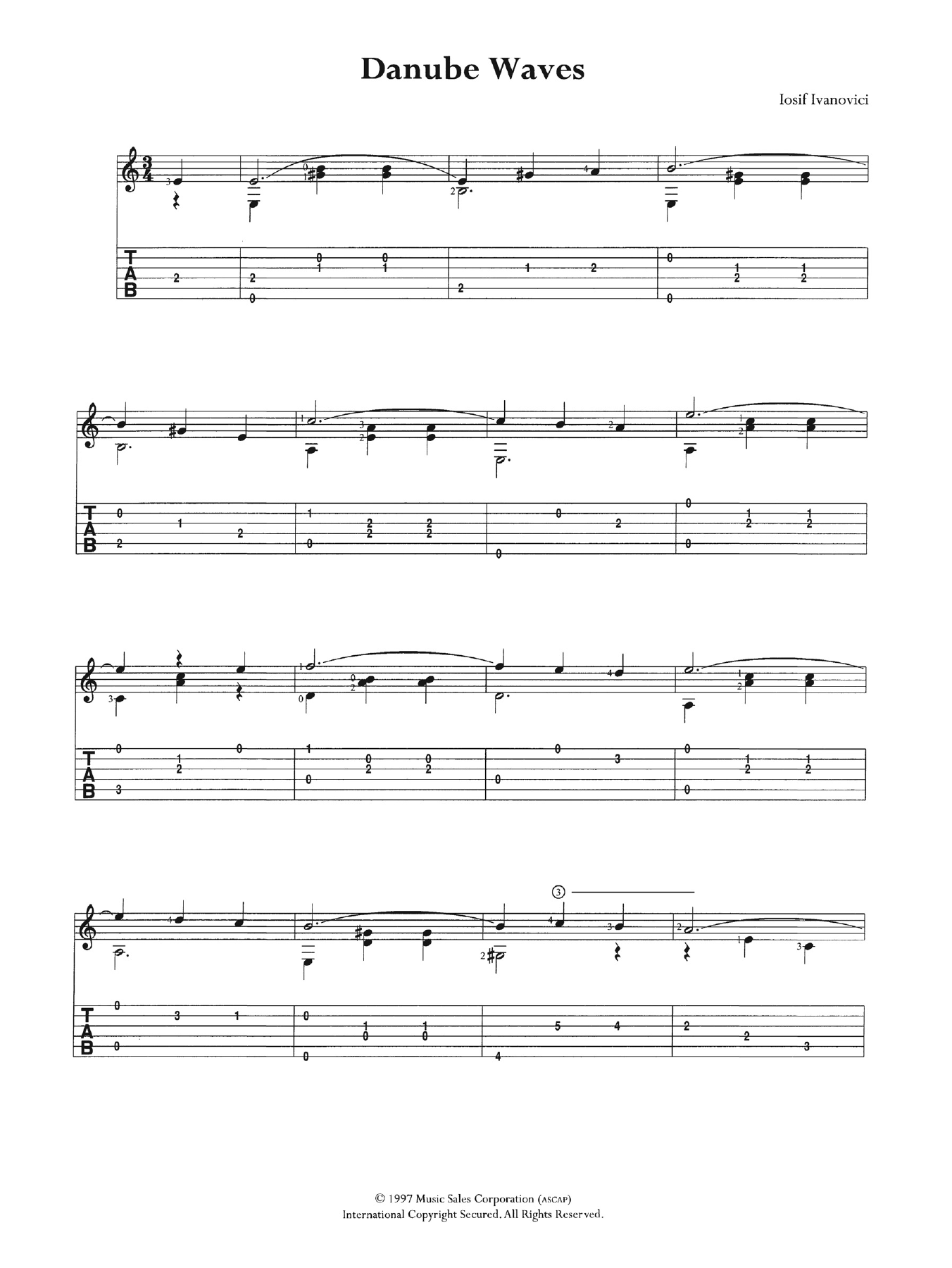Iosif Ivanovici Danube Waves Sheet Music Notes & Chords for Guitar Tab - Download or Print PDF