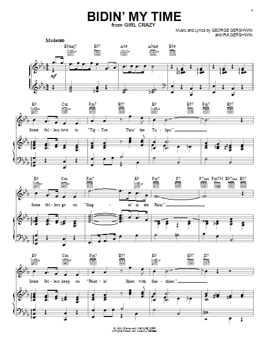 Ira Gershwin Bidin' My Time Sheet Music Notes & Chords for Melody Line, Lyrics & Chords - Download or Print PDF