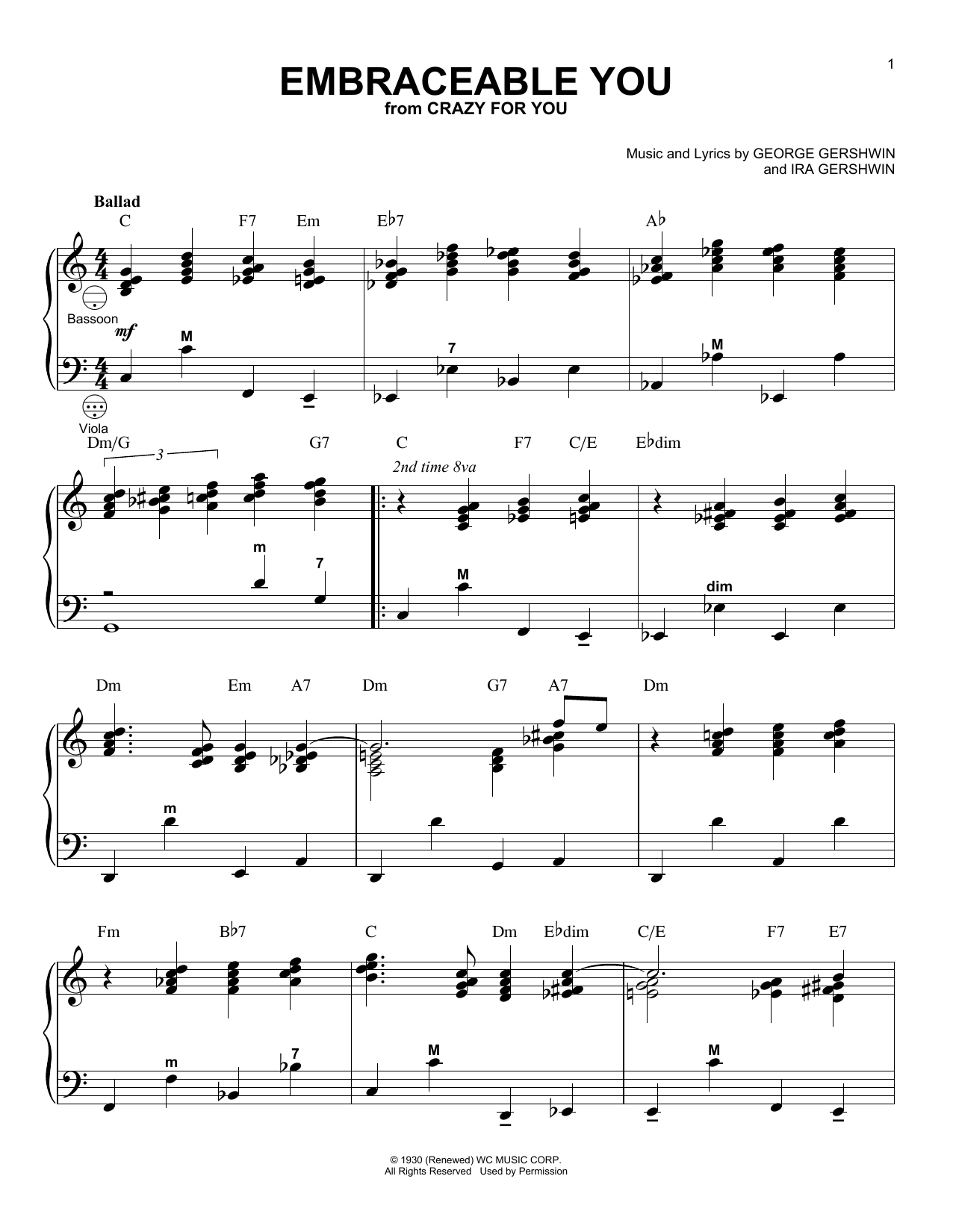 Ira Gershwin Embraceable You (arr. Gary Meisner) Sheet Music Notes & Chords for Accordion - Download or Print PDF