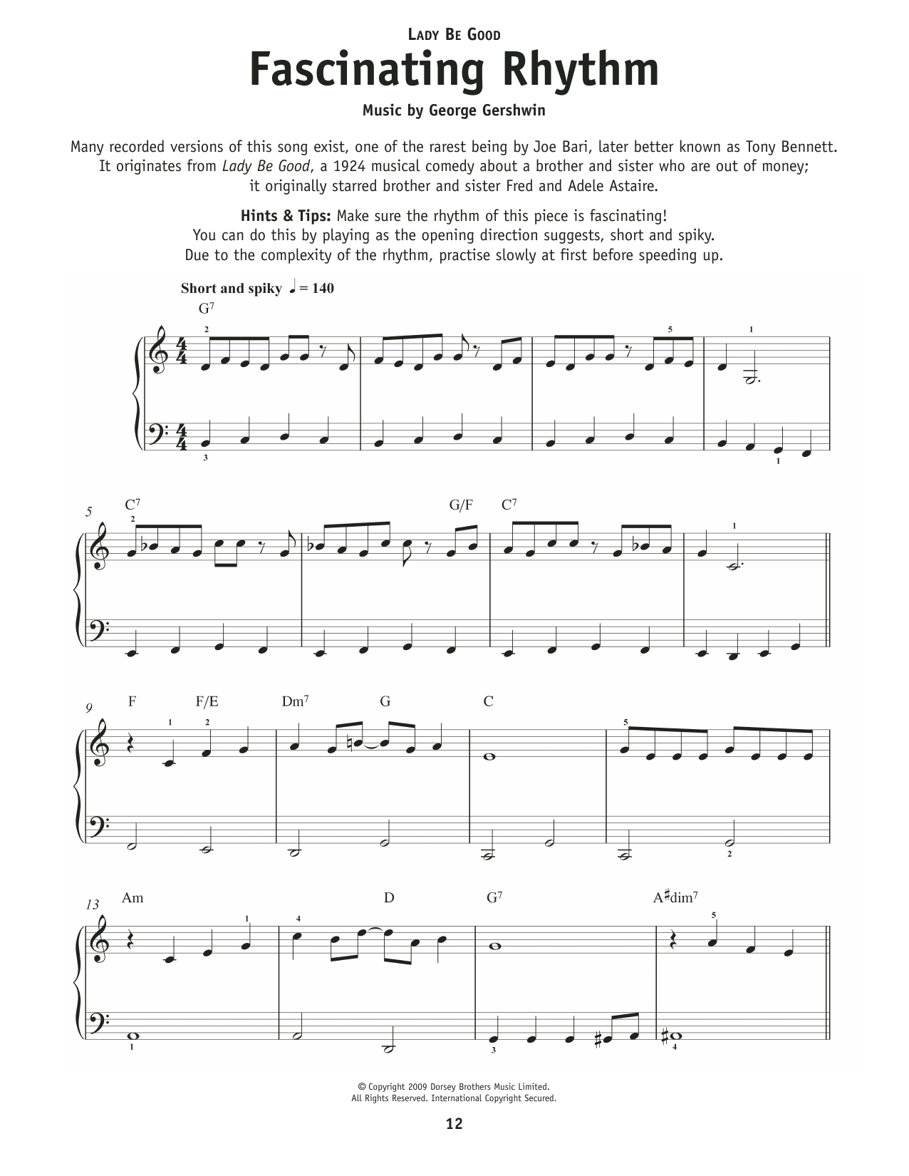 Ira Gershwin Fascinating Rhythm (from Lady Be Good) Sheet Music Notes & Chords for Really Easy Piano - Download or Print PDF