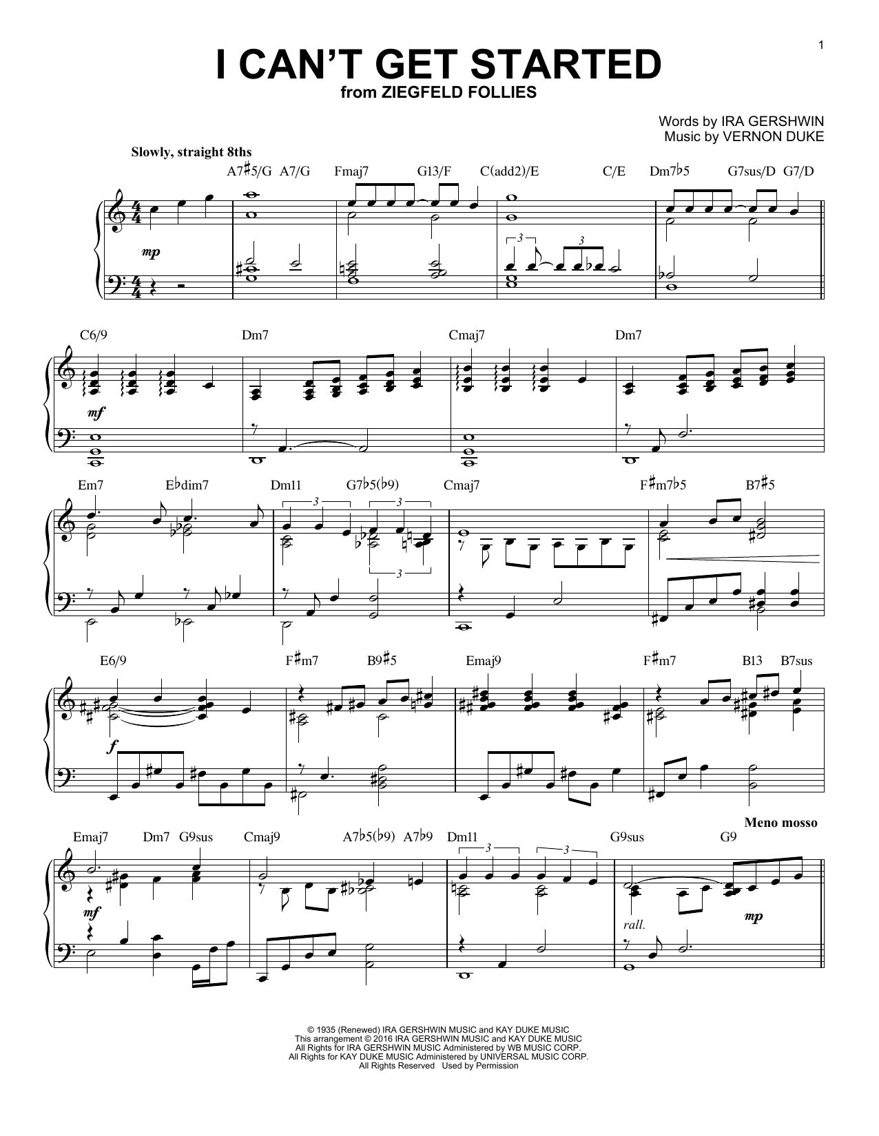 Ira Gershwin I Can't Get Started (arr. Brent Edstrom) Sheet Music Notes & Chords for Piano - Download or Print PDF