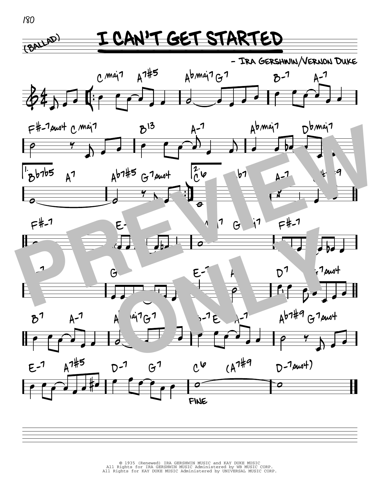 Ira Gershwin I Can't Get Started [Reharmonized version] (from Ziegfeld Follies) (arr. Jack Grassel) Sheet Music Notes & Chords for Real Book – Melody & Chords - Download or Print PDF