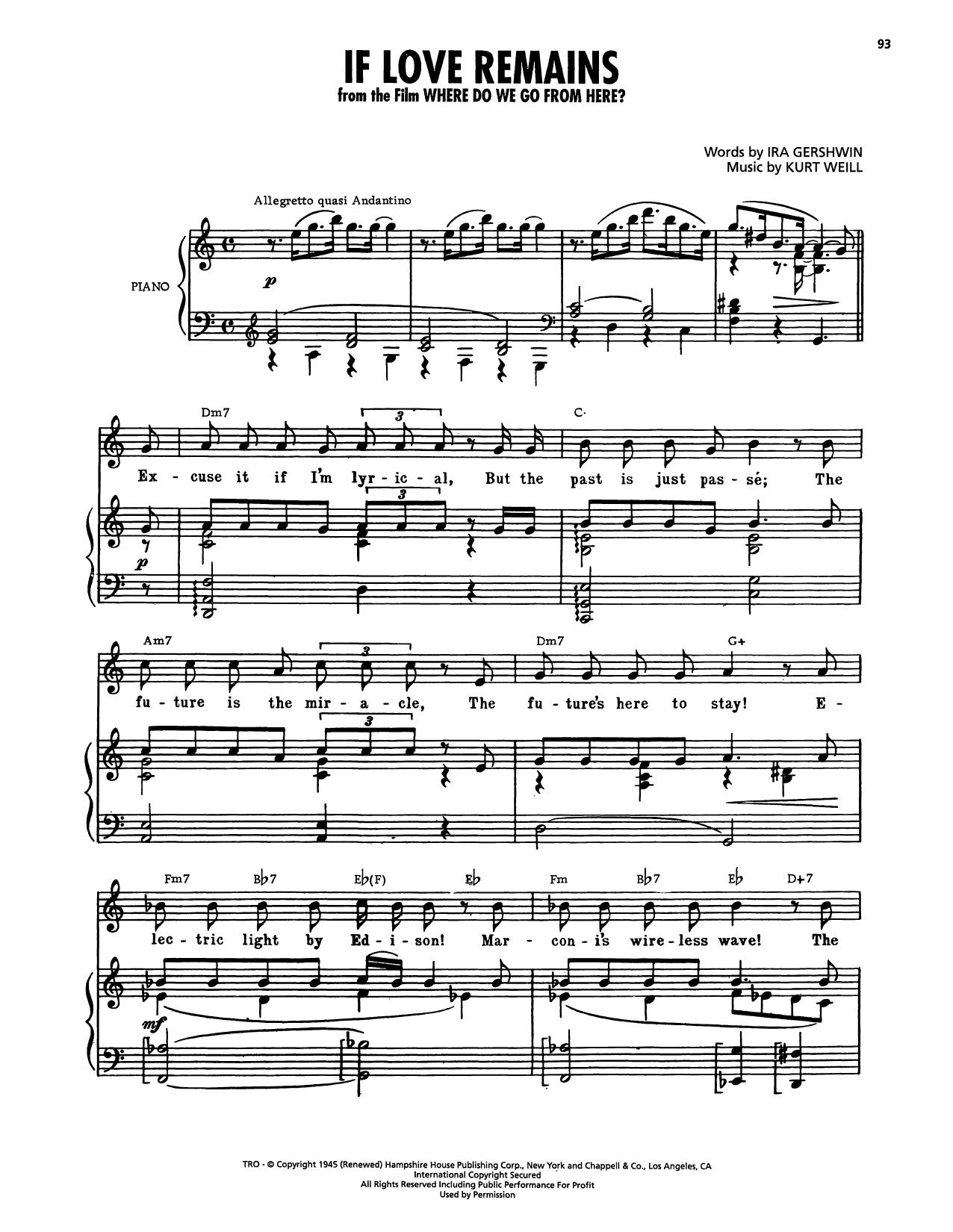 Ira Gershwin If Love Remains (from Where Do We Go From Here?) Sheet Music Notes & Chords for Piano, Vocal & Guitar Chords (Right-Hand Melody) - Download or Print PDF Ira Gershwin If Love Remains (from Where Do We Go From Here?) Sheet Music Notes & Chords for Piano, Vocal & Guitar Chords (Right-Hand Melody) - Download or Print PDF