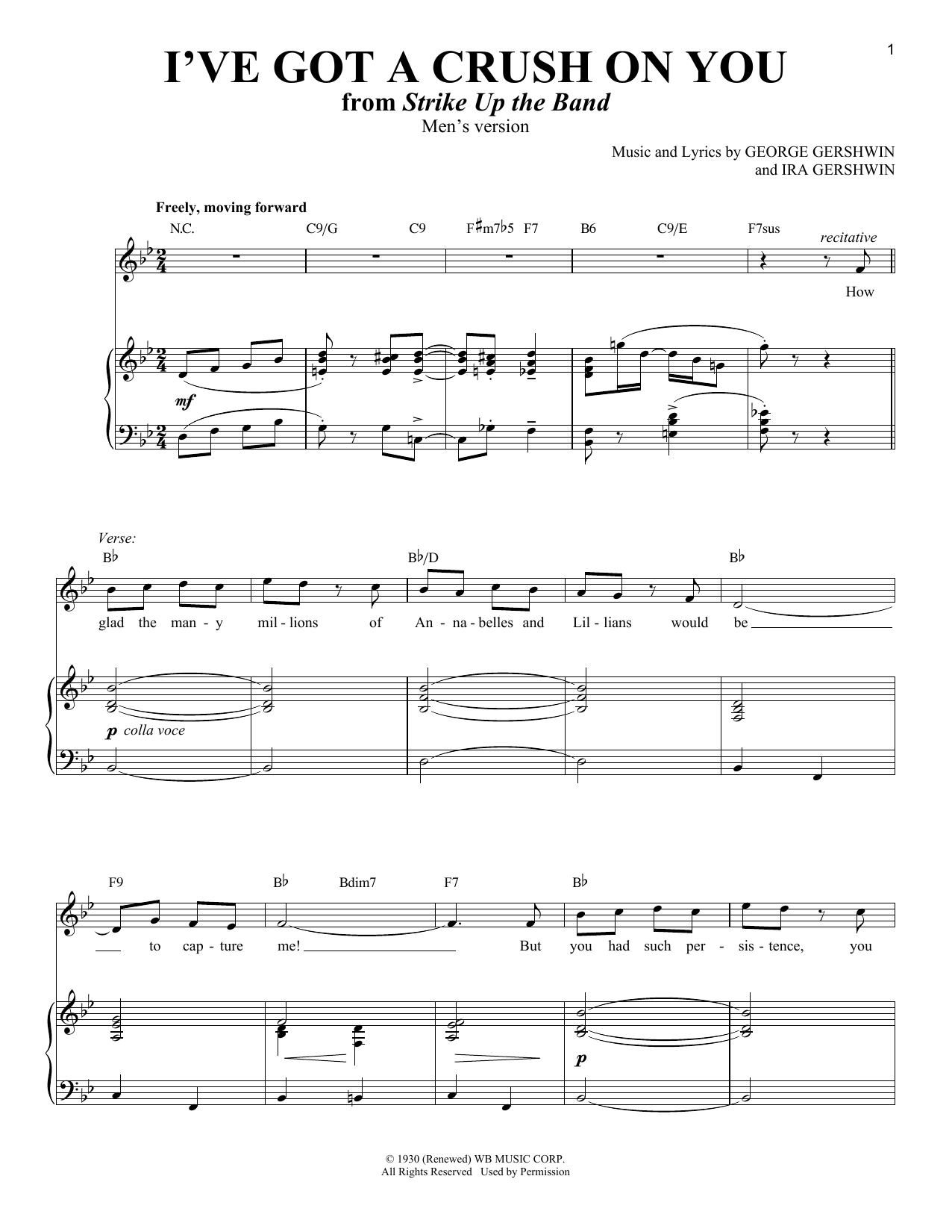 Ira Gershwin I've Got A Crush On You Sheet Music Notes & Chords for Piano & Vocal - Download or Print PDF