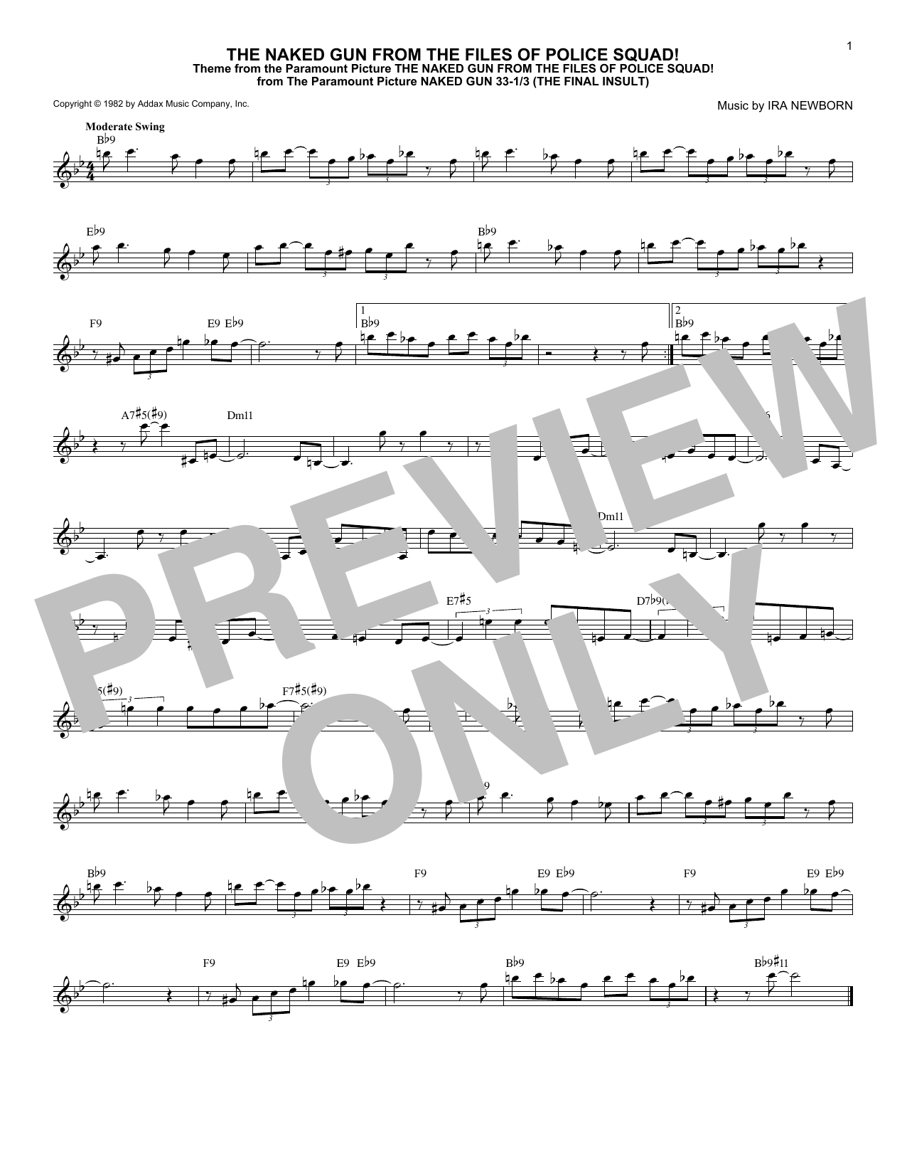 Ira Newborn The Naked Gun From The Files Of Police Squad! Sheet Music Notes & Chords for Piano - Download or Print PDF