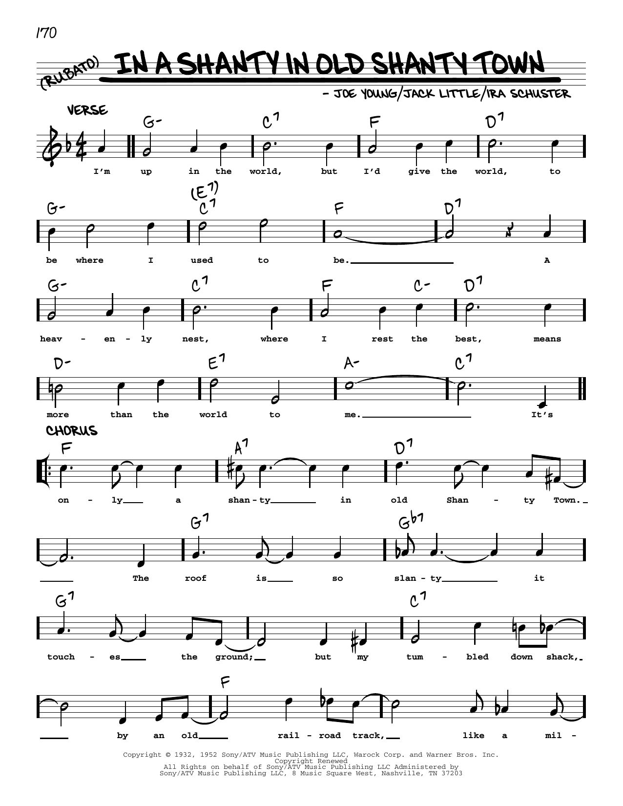 Ira Schuster In A Shanty In Old Shanty Town (arr. Robert Rawlins) Sheet Music Notes & Chords for Real Book – Melody, Lyrics & Chords - Download or Print PDF