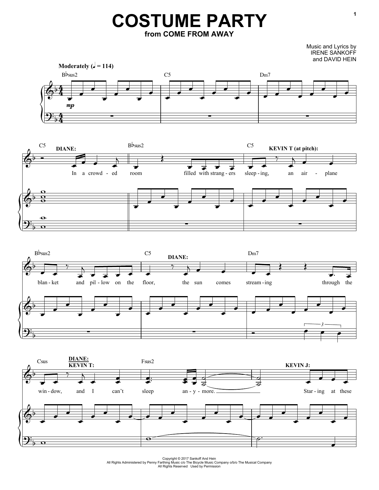 Irene Sankoff & David Hein Costume Party (from Come from Away) Sheet Music Notes & Chords for Piano & Vocal - Download or Print PDF