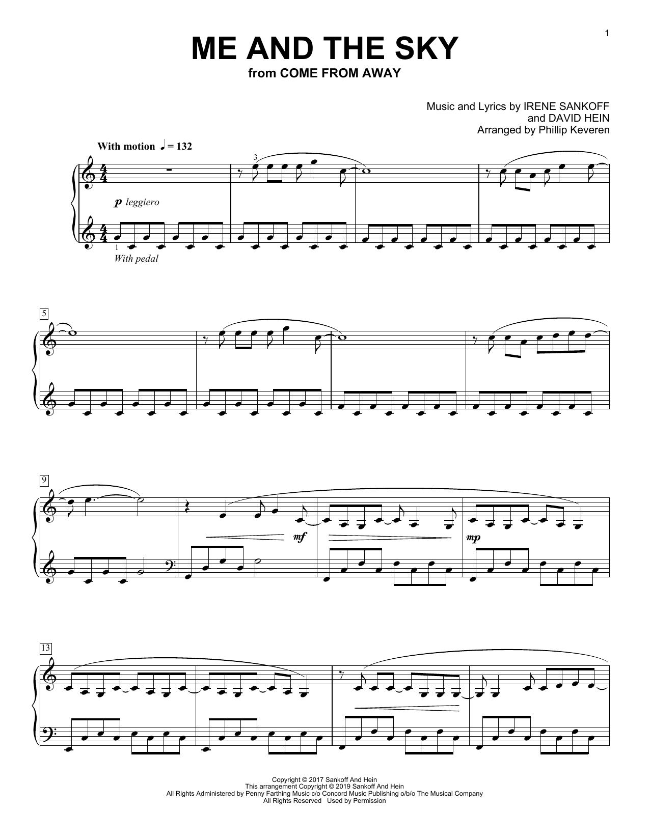 Irene Sankoff & David Hein Me And The Sky [Classical version] (from Come From Away) (arr. Phillip Keveren) Sheet Music Notes & Chords for Piano Solo - Download or Print PDF