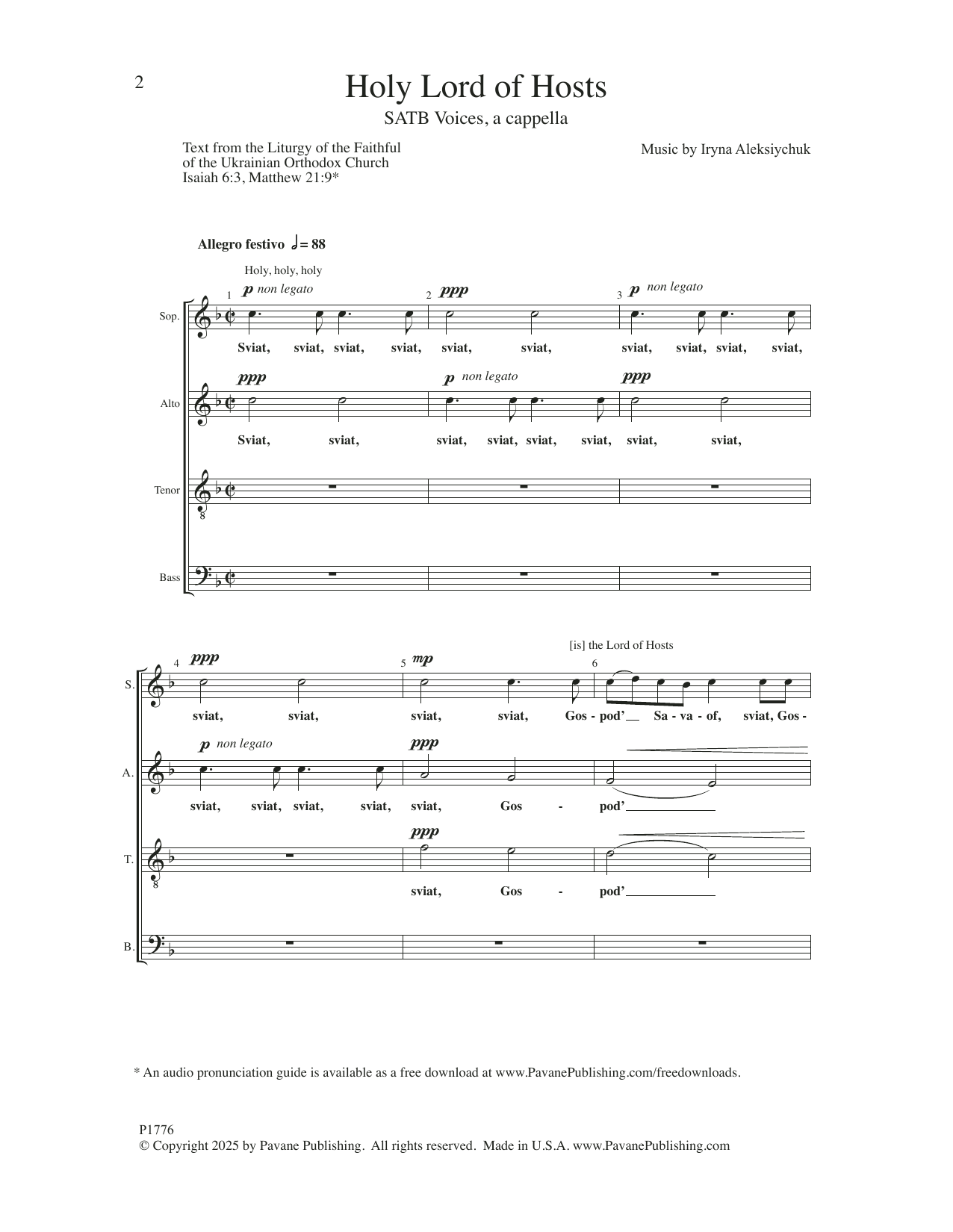 Irina Aleksiychuk Holy Lord Of Hosts Sheet Music Notes & Chords for SATB Choir - Download or Print PDF