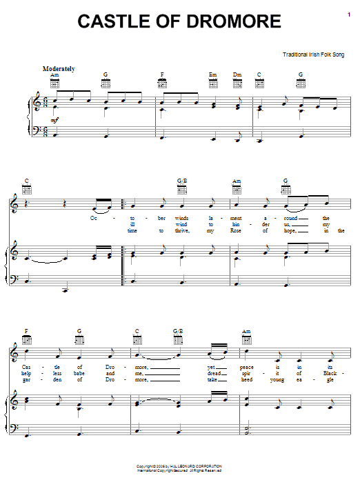 Irish Folksong Castle Of Dromore Sheet Music Notes & Chords for Piano, Vocal & Guitar (Right-Hand Melody) - Download or Print PDF