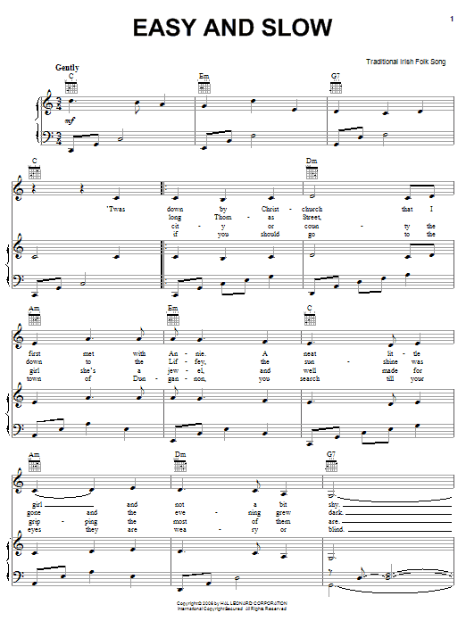Irish Folksong Easy And Slow Sheet Music Notes & Chords for Lyrics & Chords - Download or Print PDF