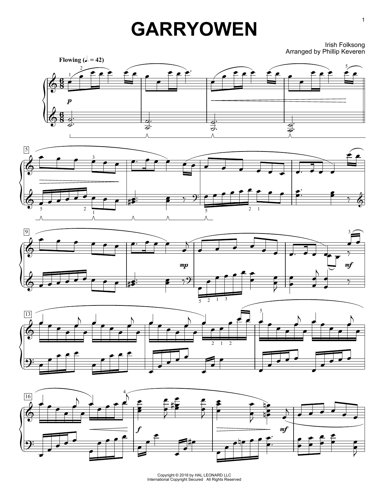 Irish Folksong Garryowen [Classical version] (arr. Phillip Keveren) Sheet Music Notes & Chords for Piano - Download or Print PDF