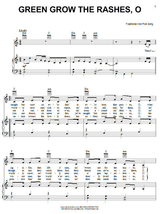 Irish Folksong Green Grow The Rushes, O Sheet Music Notes & Chords for Easy Guitar Tab - Download or Print PDF