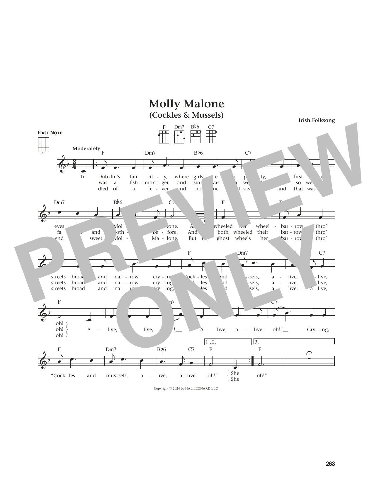 Irish Folksong Molly Malone (Cockles & Mussels) (from The Daily Ukulele) (arr. Jim Beloff) Sheet Music Notes & Chords for Ukulele - Download or Print PDF