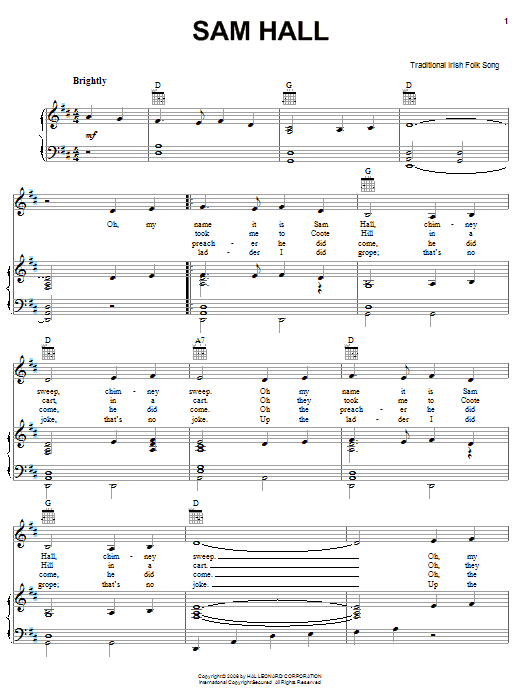 Irish Folksong Sam Hall Sheet Music Notes & Chords for Banjo Lyrics & Chords - Download or Print PDF