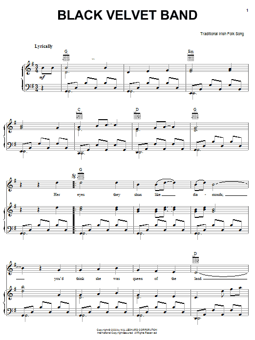 Irish Folksong The Black Velvet Band Sheet Music Notes & Chords for Banjo Lyrics & Chords - Download or Print PDF