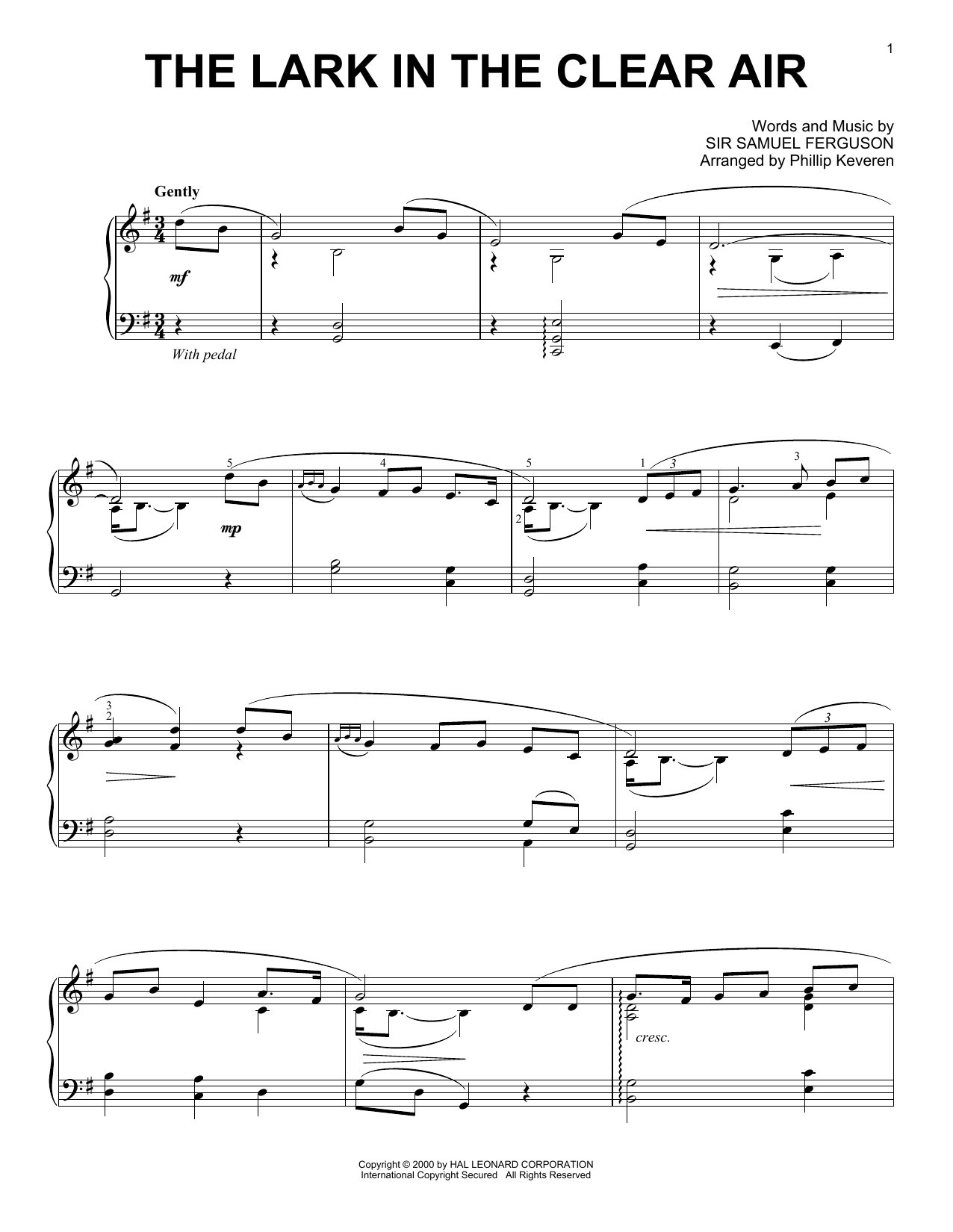 Irish Folksong The Lark In The Clear Air (arr. Phillip Keveren) Sheet Music Notes & Chords for Piano Solo - Download or Print PDF
