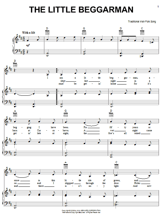 Irish Folksong The Little Beggarman Sheet Music Notes & Chords for Guitar Tab Play-Along - Download or Print PDF