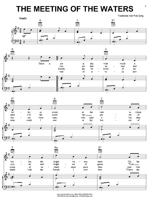 Irish Folksong The Meeting Of The Waters Sheet Music Notes & Chords for Easy Piano - Download or Print PDF