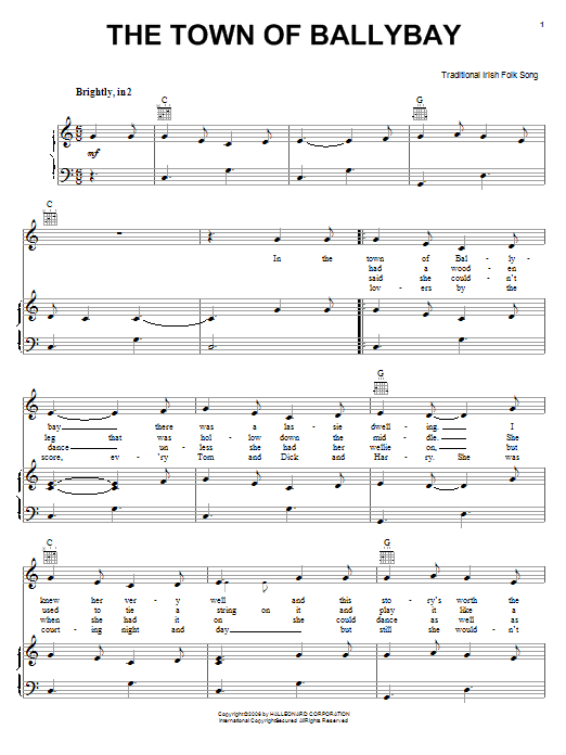 Irish Folksong The Town Of Ballybay Sheet Music Notes & Chords for Piano, Vocal & Guitar (Right-Hand Melody) - Download or Print PDF