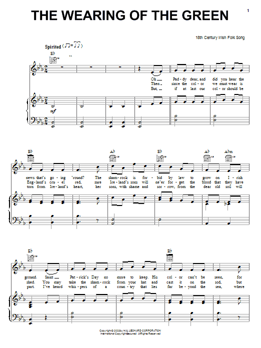 Irish Folksong The Wearing Of The Green Sheet Music Notes & Chords for Banjo - Download or Print PDF