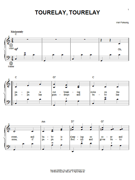Irish Folksong Tourelay, Tourelay Sheet Music Notes & Chords for Accordion - Download or Print PDF