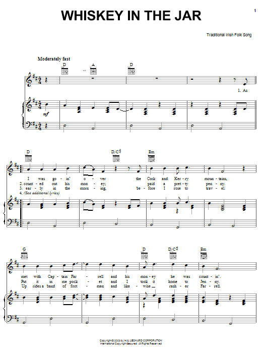 Irish Folksong Whiskey In The Jar Sheet Music Notes & Chords for Easy Guitar Tab - Download or Print PDF