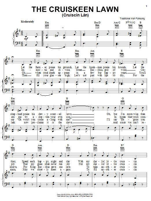 The Cruiskeen Lawn (Cruiscin Lan) sheet music