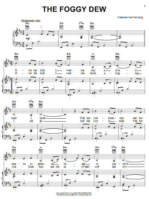 Preview Irish Folksong The Foggy Dew World sheet music, notes and chords for Easy Piano, SKU: 58793 The Foggy Dew sheet music