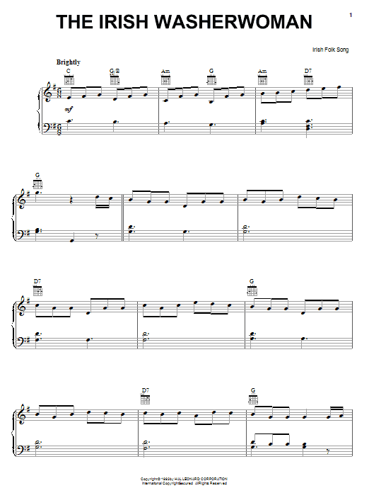 Preview Irish Folksong The Irish Washerwoman World sheet music, notes and chords for Piano, SKU: 25945 The Irish Washerwoman sheet music