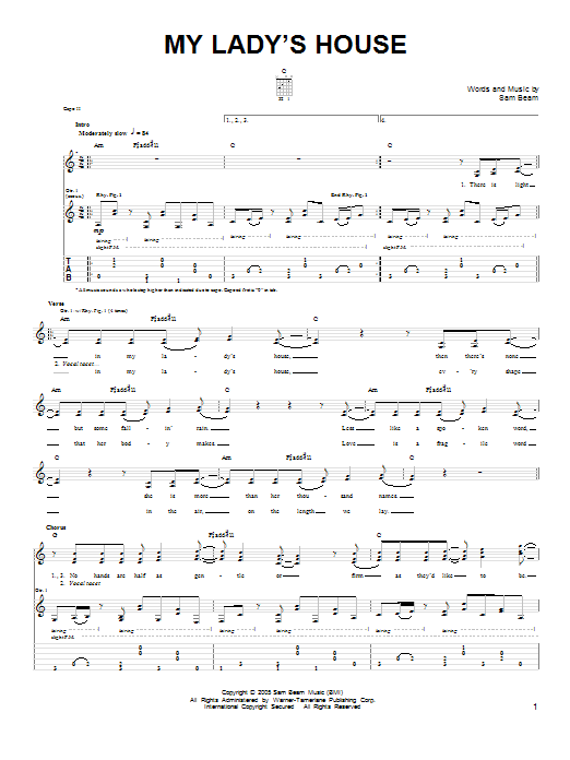 Iron & Wine My Lady's House Sheet Music Notes & Chords for Easy Guitar - Download or Print PDF