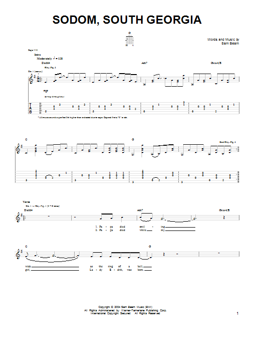 Iron & Wine Sodom, South Georgia Sheet Music Notes & Chords for Easy Guitar - Download or Print PDF