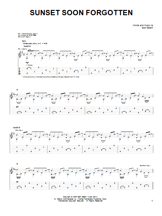 Iron & Wine Sunset Soon Forgotten Sheet Music Notes & Chords for Easy Guitar - Download or Print PDF