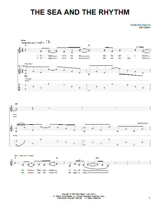 Iron & Wine The Sea And The Rhythm Sheet Music Notes & Chords for Easy Guitar - Download or Print PDF