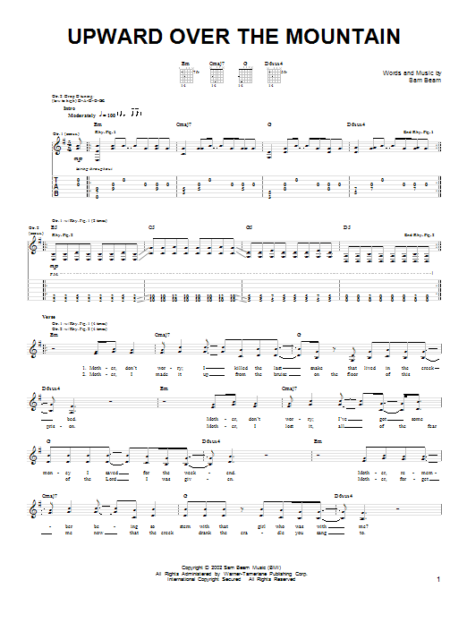 Iron & Wine Upward Over The Mountain Sheet Music Notes & Chords for Easy Guitar - Download or Print PDF