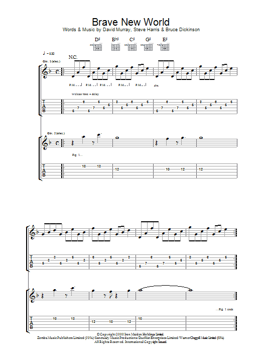 Iron Maiden Brave New World Sheet Music Notes & Chords for Guitar Tab - Download or Print PDF